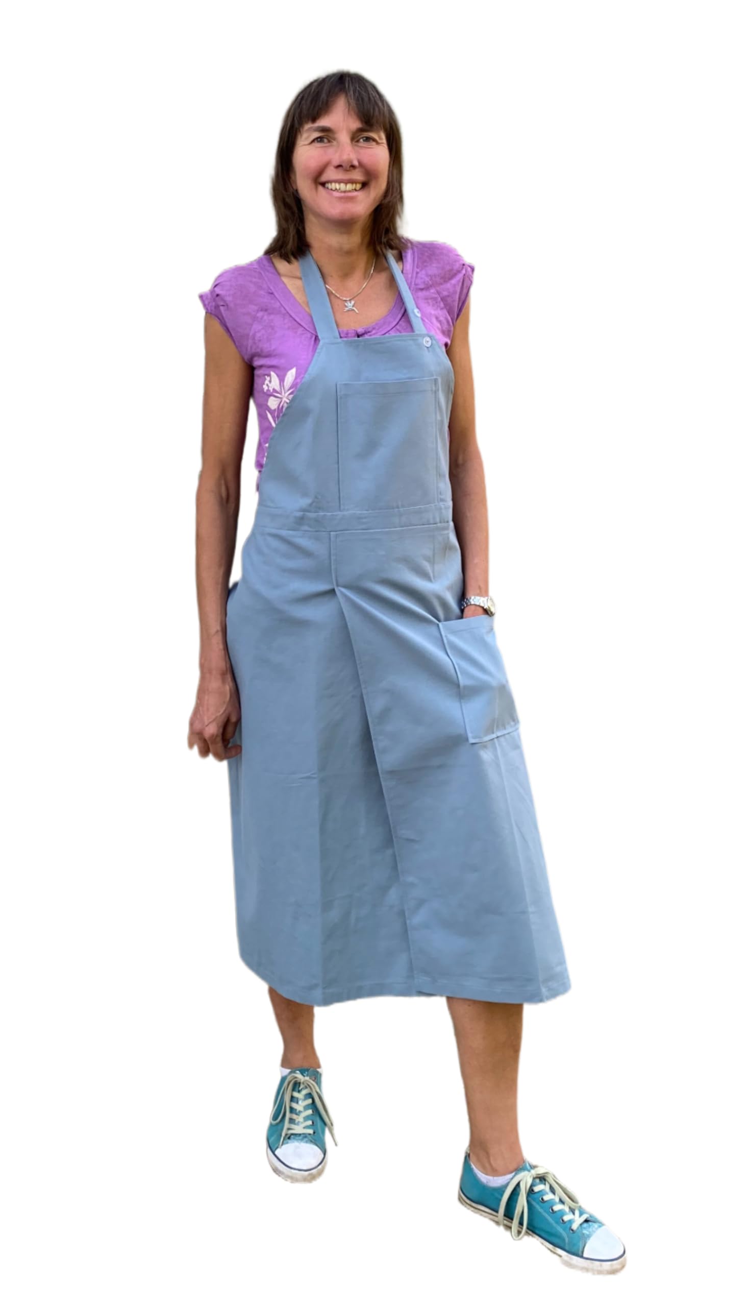 Potters Warehouse Pottery Apron Split Leg with an Adjustable neck strap and 2 pockets 8 Cotton Colours (Grey) - Image 2