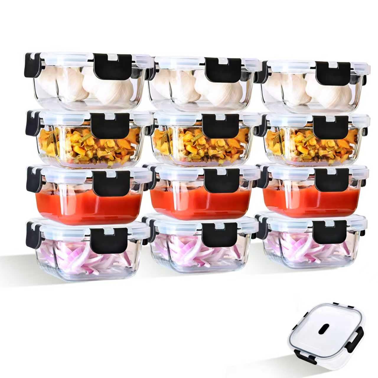ERUIV Glasbehälter Mit Deckel, [2 Behälter + 2 Deckel] Glasschüssel Mit Deckel-1040ml, Mikrowellengeschirr Glas, Tragbar Meal Prep Container, Retain Freshness Glass Container With Lid, BPA free