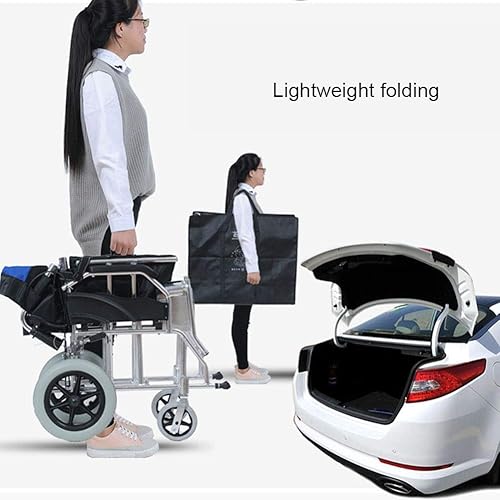 Miniatura 2 de Ztimi Silla de ruedas plegable ligera sin discapacidades inflable manual para discapacitados portátil portátil para viajes para discapacitados