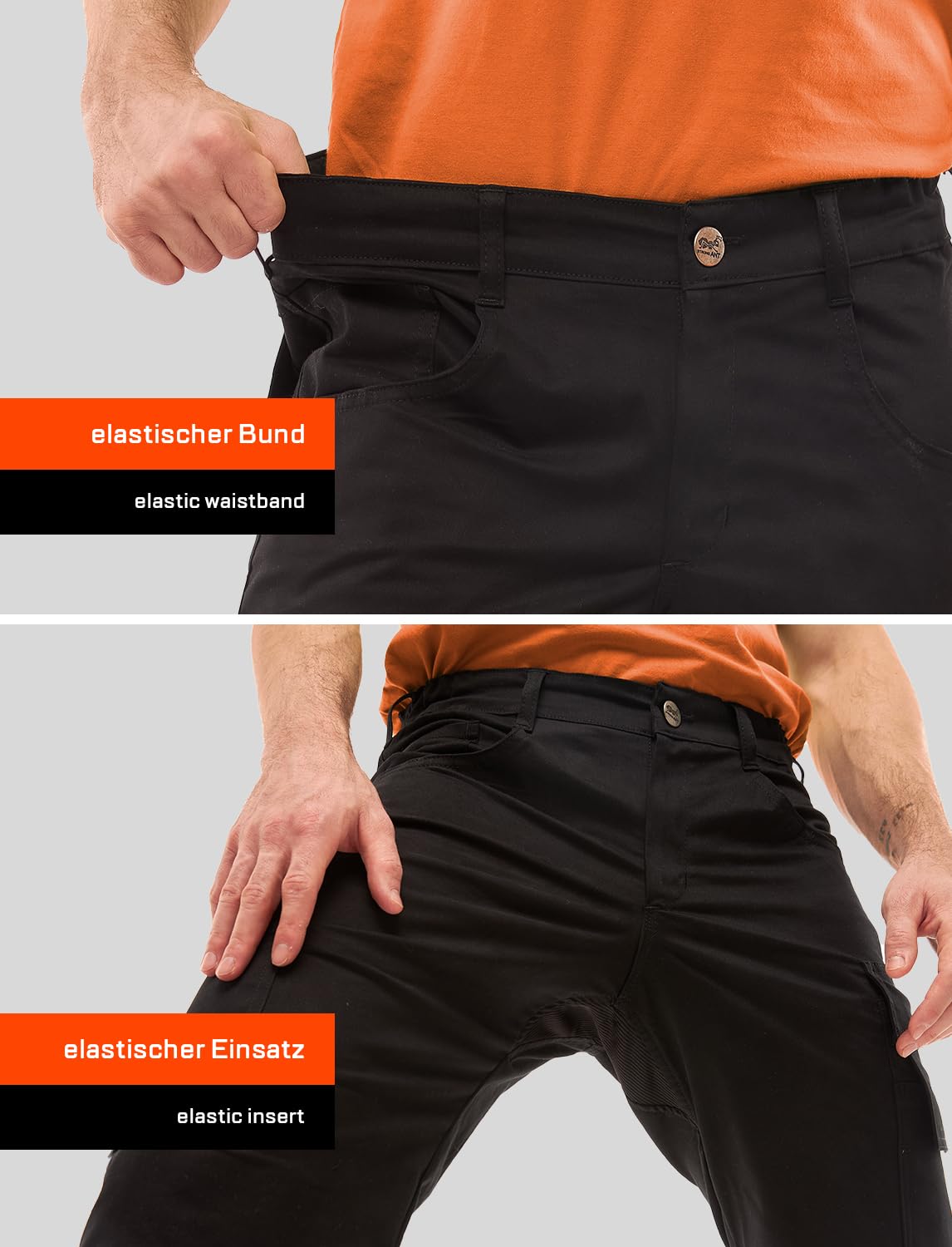 strongAnt Short Stretch Berlin Pro Pantalon Court de Travail d'été pour Homme Cargo Outdoor Gris-Noir-Blanc