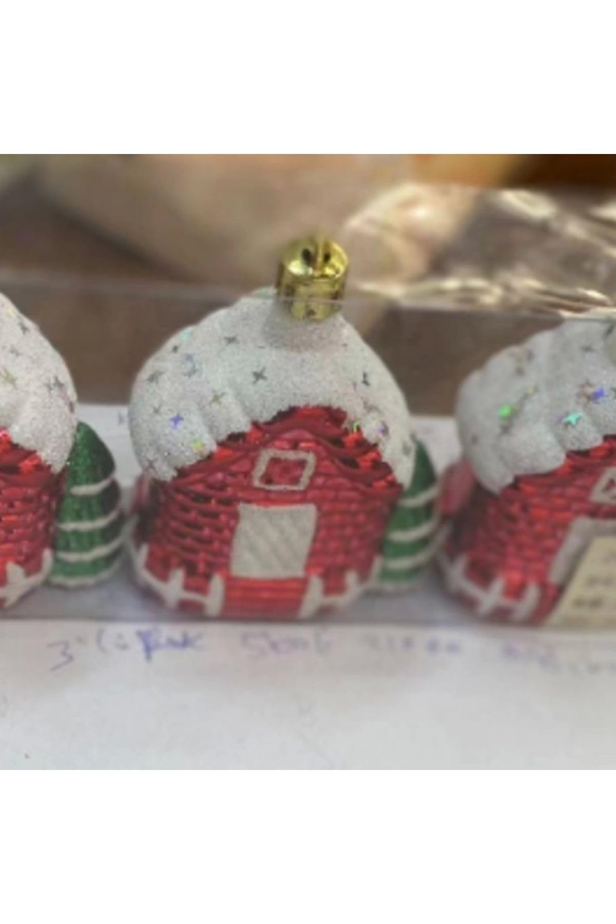 Yenigeldi 3 Adet 8.5 Cm Yılbaşı Dağ Evi Dilek Ev Çam Ağacı Süsü Parti Yılbaşı Süslemeleri,Kırmızı 3492023275638