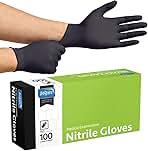 Inspire Black Nitrile Disposable Gloves | 4.5 Nitrile Medical Exam Cooking Cleaning Disposable Black Gloves (Box Of 100, Medium)