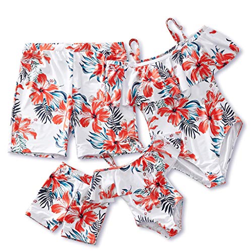 IFFEI Mommy and Me Swimsuit One Piece Palm Leaves Printed Family Matching Swimwear Women: XL