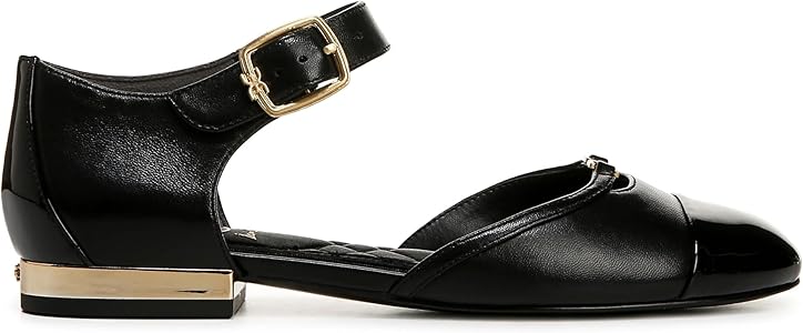 Sam Edelman Women's Rylie Mary Jane Flat, Black Leather, 5.5
