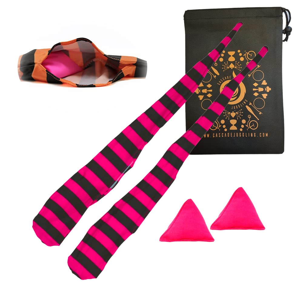 Cascade Juggling Poi Socks and Weights - Set di calzini elastici per allenamento, ideali per tutti i livelli (rosa e nero)