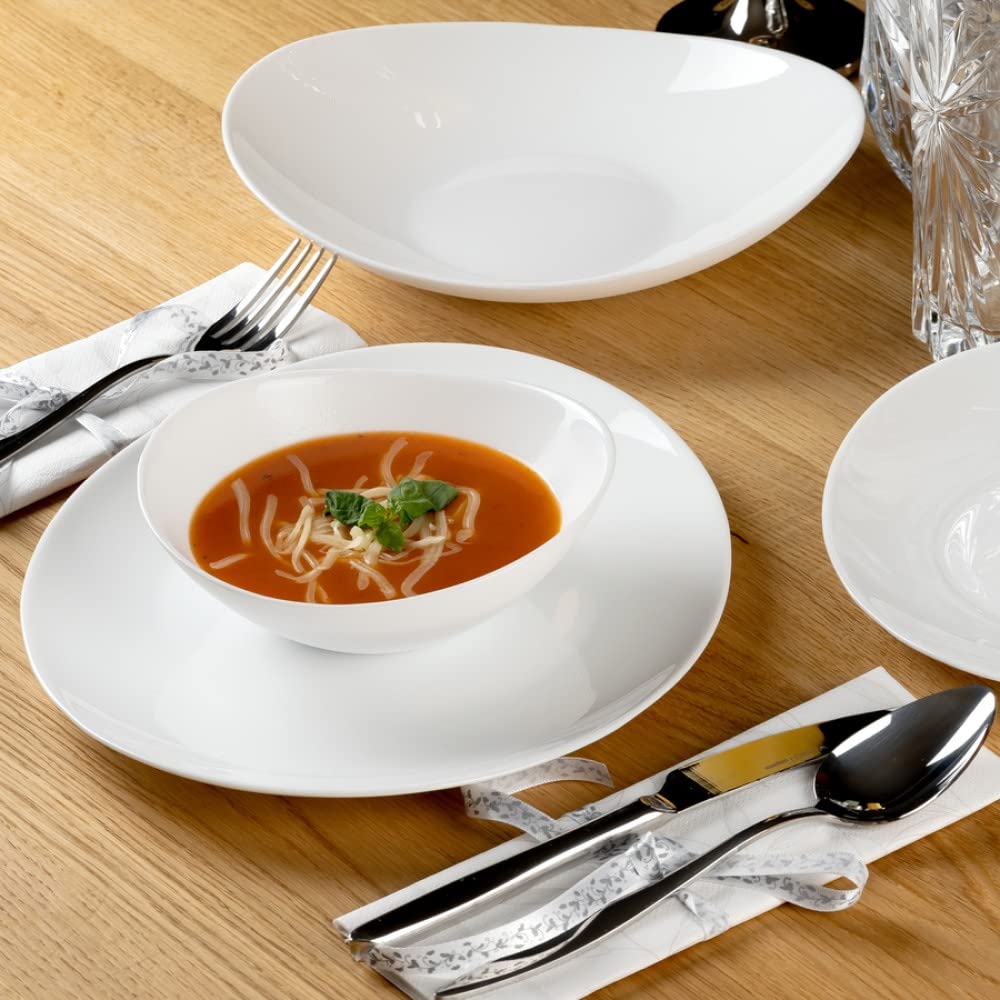 Karaca Pure Set de Vaisselle en Verre 24 pièces, Service de Vaisselle pour 6 Personnes, Élégant, Résistant à la Chaleur, Set de Assiettes Blanches, Service de Table Moderne