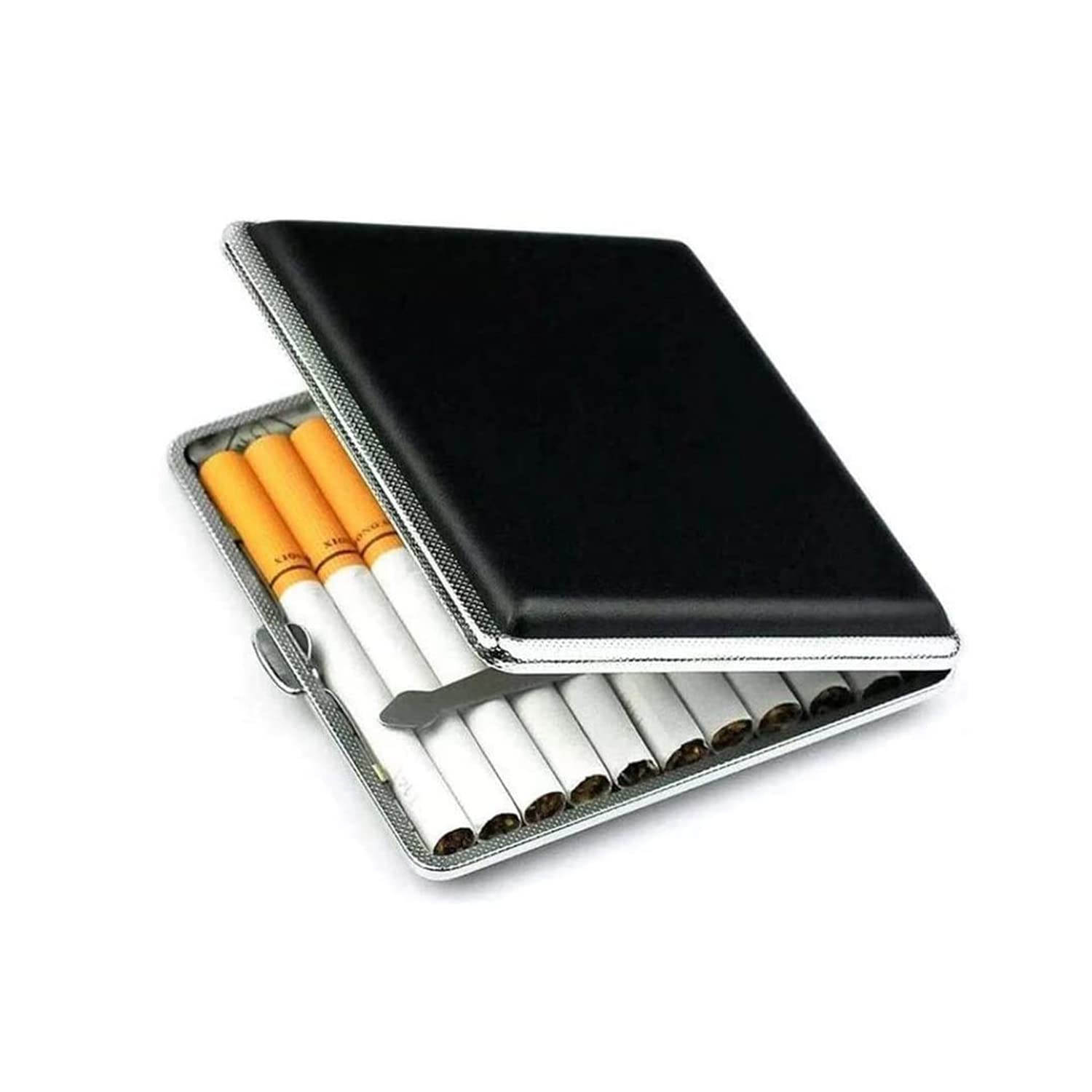 JoyzzzLeather Case, Portable Case with Spring Pressure Piece, Anti-Extrusion Metal Case Box, Case King Size for 20PCS