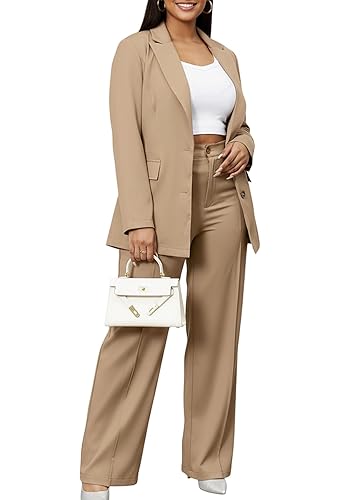 Tcremisa Women's Pants Suits Dressy Business Casual Long Sleeve Blazer