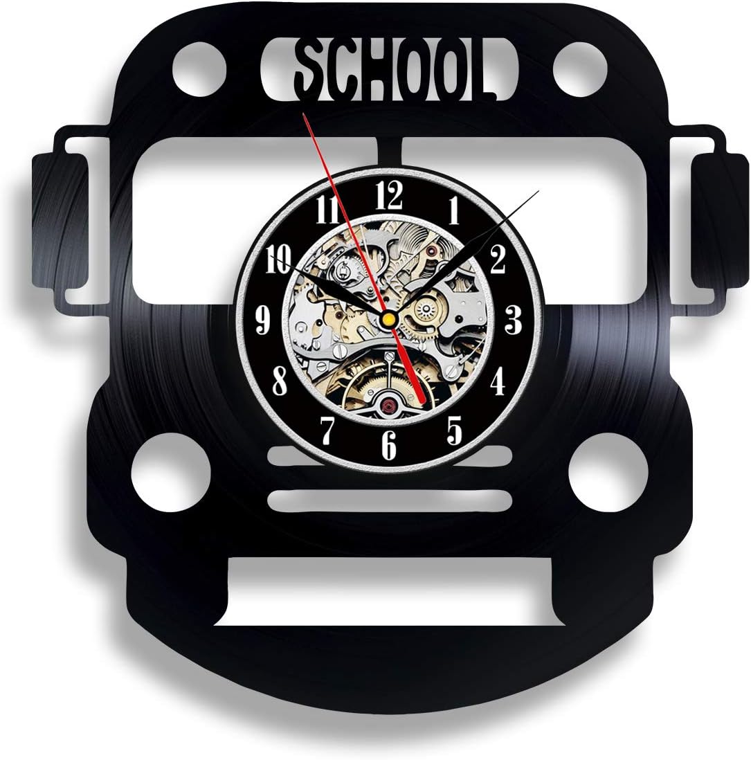 School Bus Drivers 12" Vinyl Record Wall Clock - Office Decor for Teachers Classroom