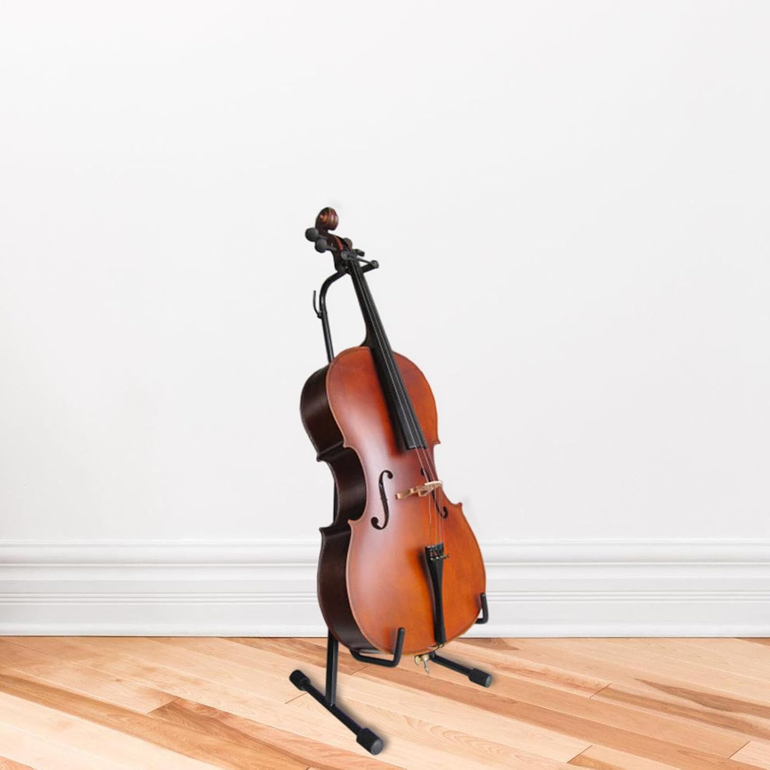 Levemolo Professional Cello Stand with Sponge Padding Protective Support Portable Music Instrument Holder Black for Home and Studio Use