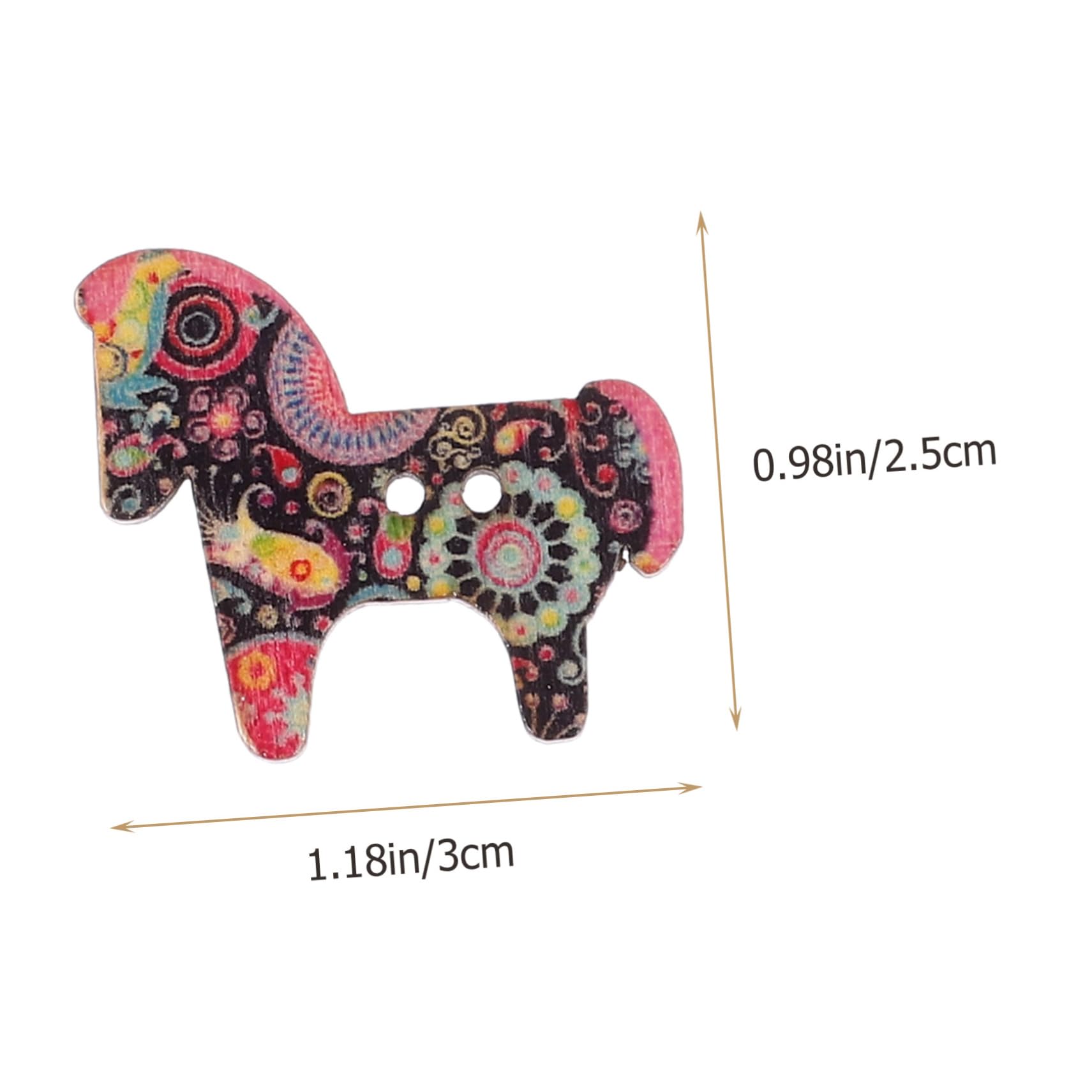 Bottoni in Legno a Forma di Cavallino Dipinti 50 Pezzi per Cucito DIY