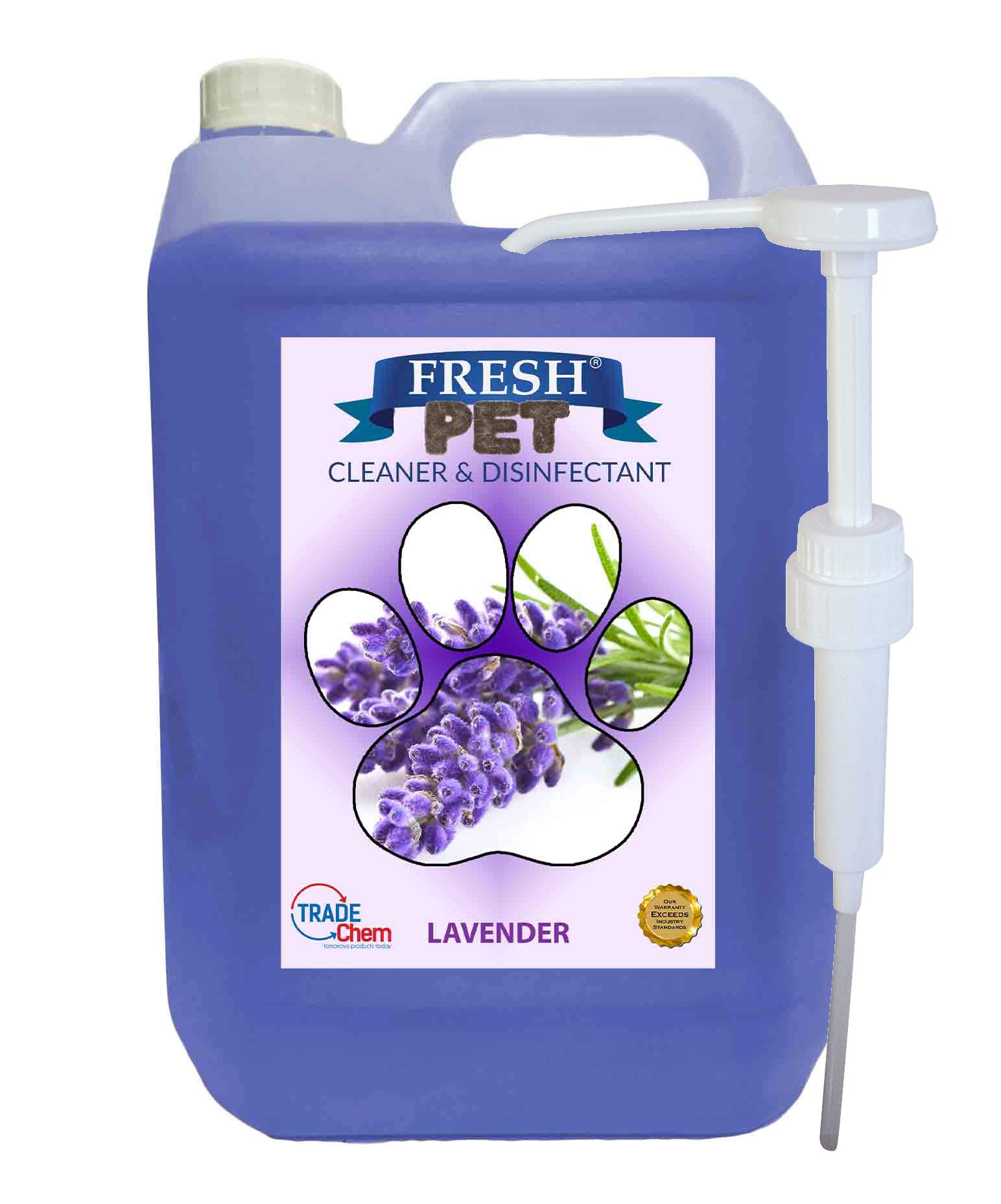 Fresh Pet Kennel/Cattery Disinfectant & Deodoriser 5L LAVENDER- WITH PUMP