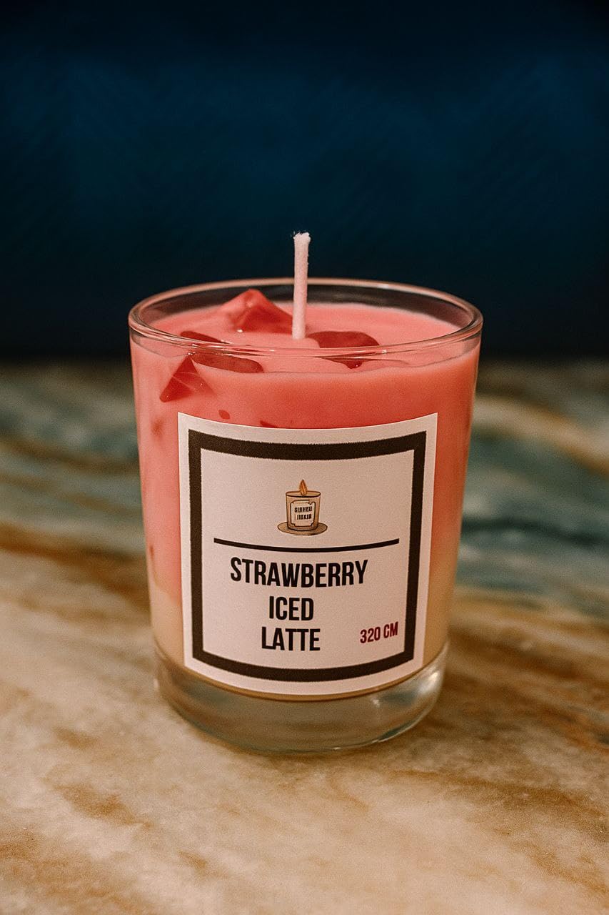 Candle Charm Strawberry Iced Latte Scented Candle | Coffee Candle | 100% Natural Wax | Berry Blast & Chocolate Aroma | 320gm-image-13