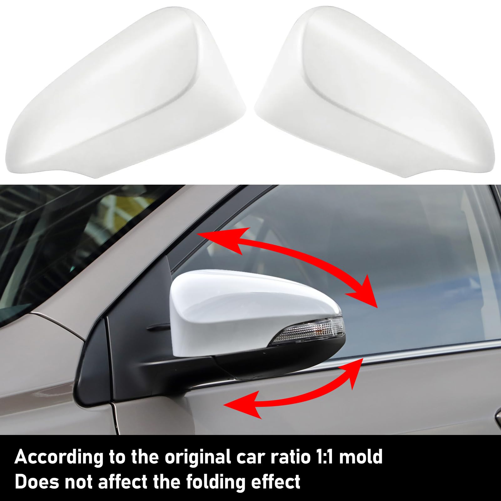 TTCR-II Copertura Specchietti Compatibile con Toyota Yaris Calotte Specchietti 2012 2013 2014 2015 2016 2017 2018 2019 Tappi Specchietti per Yaris 2012-2019（Bianco）