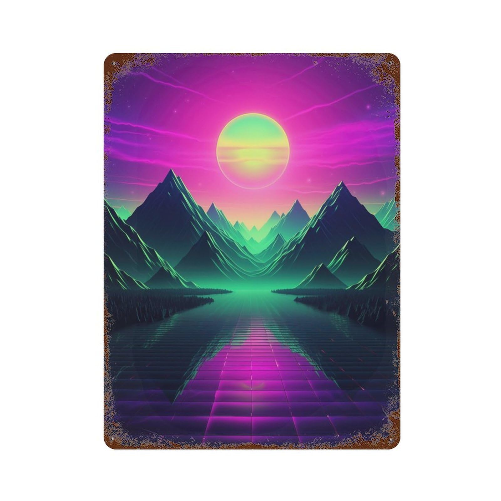 Garage Style Ethereal Retrowave Odyssey Vintage Rust Metal Sign 15.7"x11.8", Retro Wall Decor for Bar And Workshop