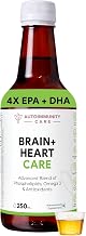 Autoimmunity Care Brain + Heart Care – Vegan Omega 3 EPA DHA with Algal Oil, Phospholipids, MCT and Flaxseed Oil | Brain, Heart, Eye & Joint Health Supplement | High EPA DHA | Astaxanthin & CoQ10 | 250ml (25 Servings)