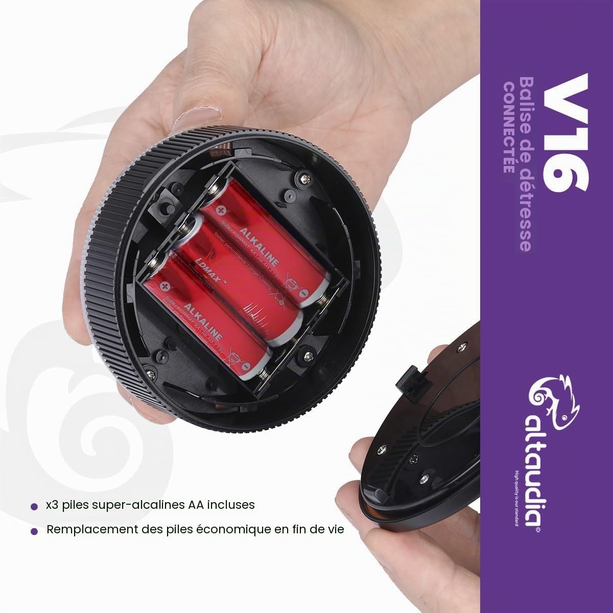 Lumière d'urgence pour voiture - Balise avec géolocalisation homologuée DGT V16 - Lumière de panne de voiture Visibilité 1 km - obligatoire janvier 2026