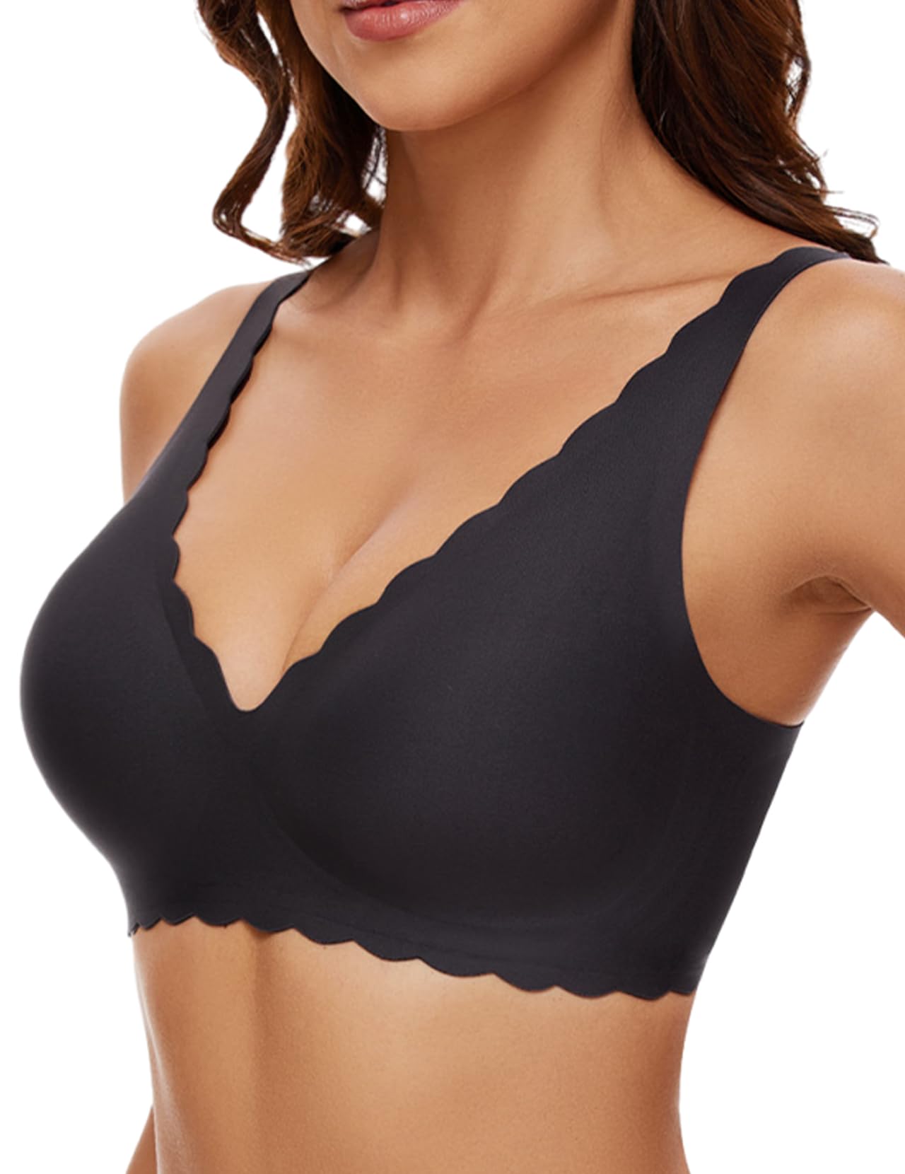 QuttlzzeDeep V Petal Bras for Women No Underwire Soft Wireless Bras Comfort Seamless Bralettes with Extender