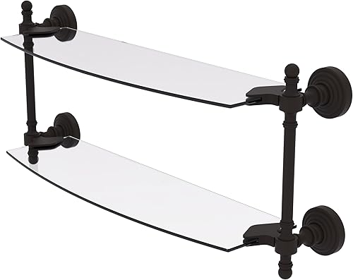 Miniatura 49 de Allied Brass RW-34/18 Retro Wave Collection - Estante de cristal de dos niveles de 18 pulgadas, gris mate Gris mate,Otoño Sparkle,Rojo (Fire Engine