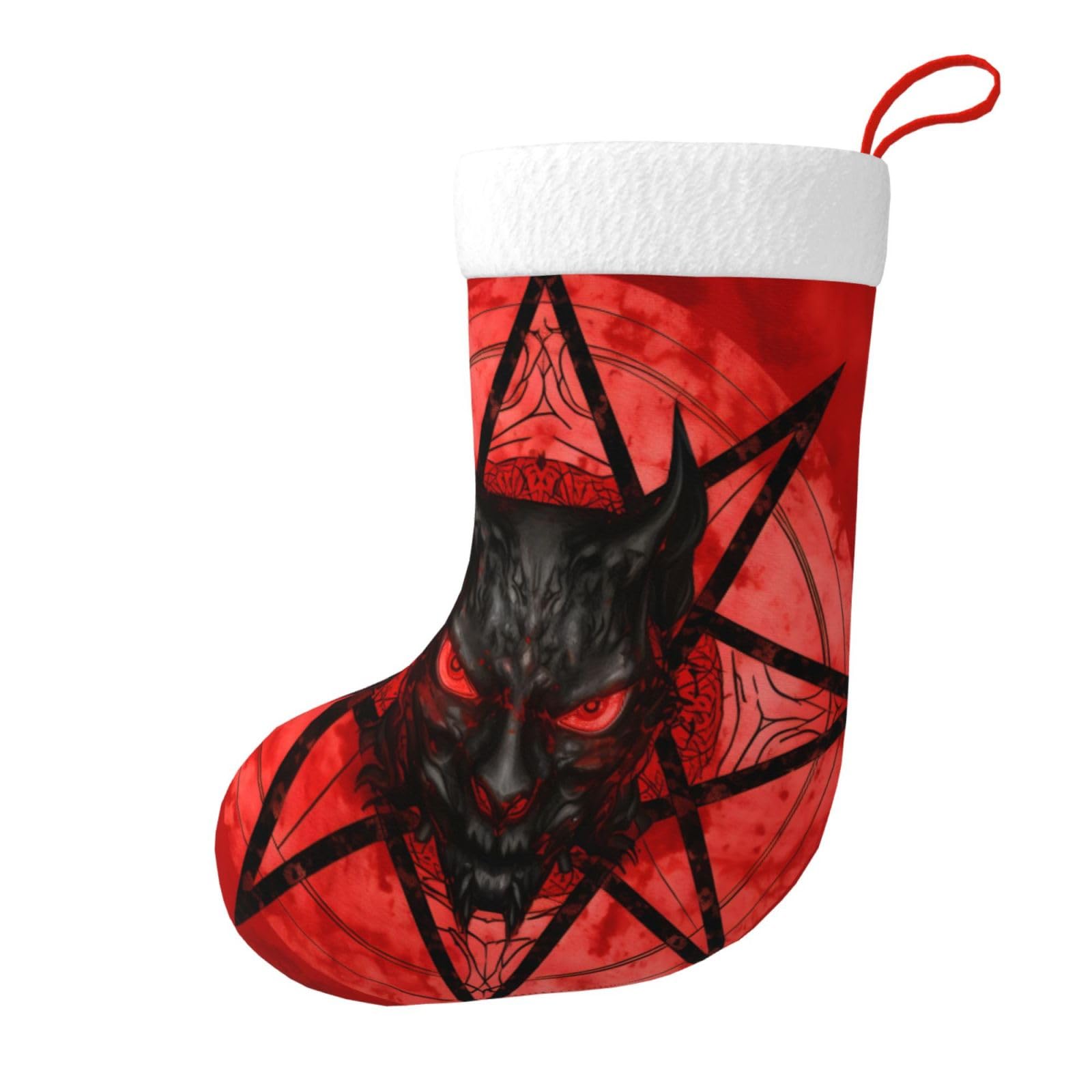 Amazon.com: FYCFSLMY Red Satan Baphomet Satanic Pentagram Christmas Stocking,  17.7 Plus Size Christmas Stocking Home Holiday Mantel Ornament Decor :  Home & Kitchen