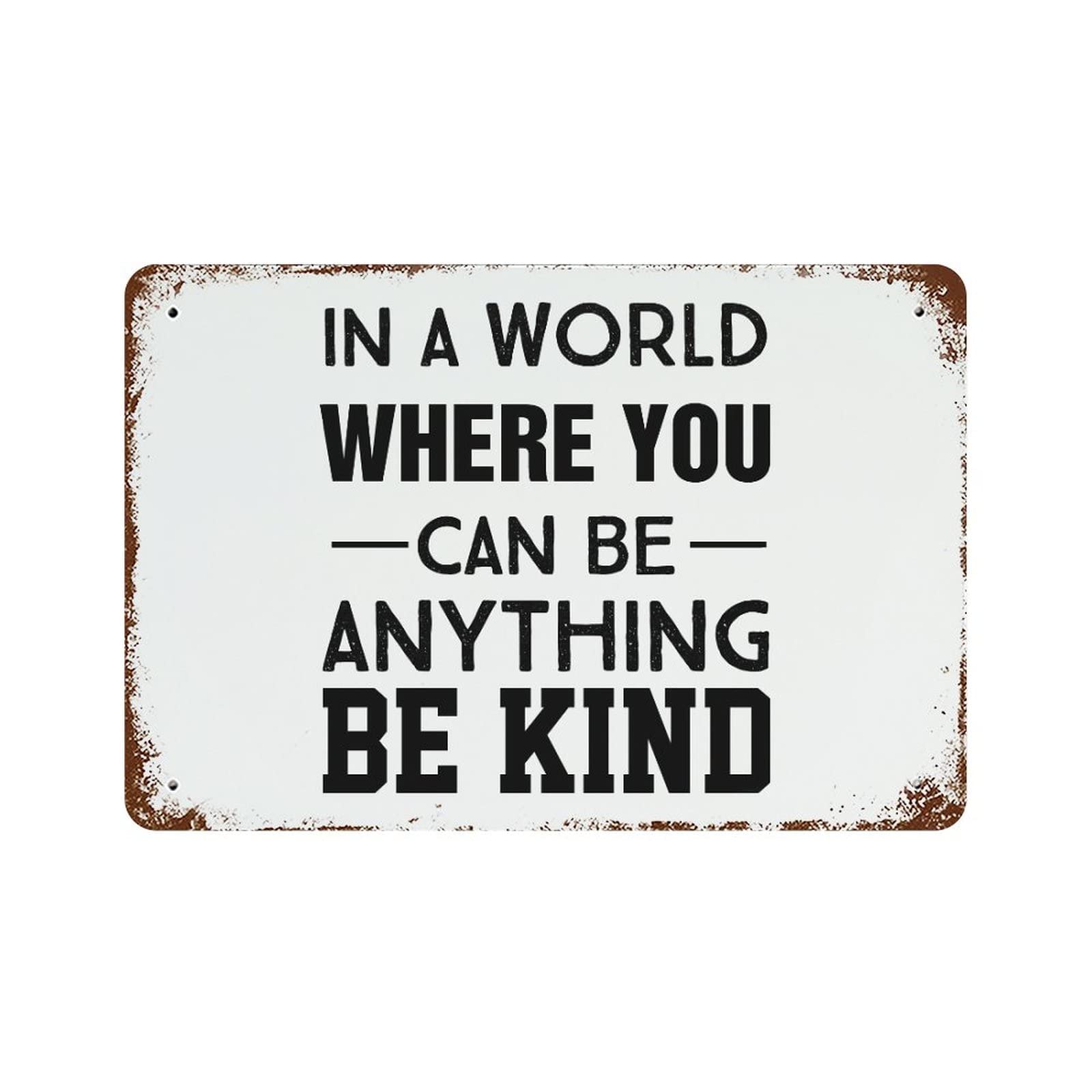 Plaque en métal Be Kind pour embellir votre salon et espace de jardin de style retro