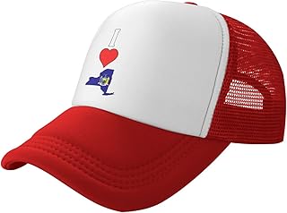 Haebfsl I Love New York Vertical I Heart New York State Flag Map Baseball Hats for Men Adjustable Dad Hat Trucker Cap Red