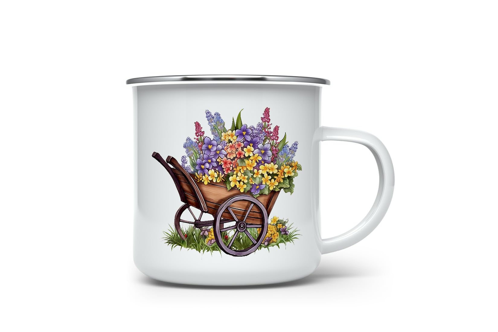 MAXIKIWI - Durable Enamel Coffee or Tea Camping Mug for Indoor Outdoor Use - Gardening Collection - 350ml