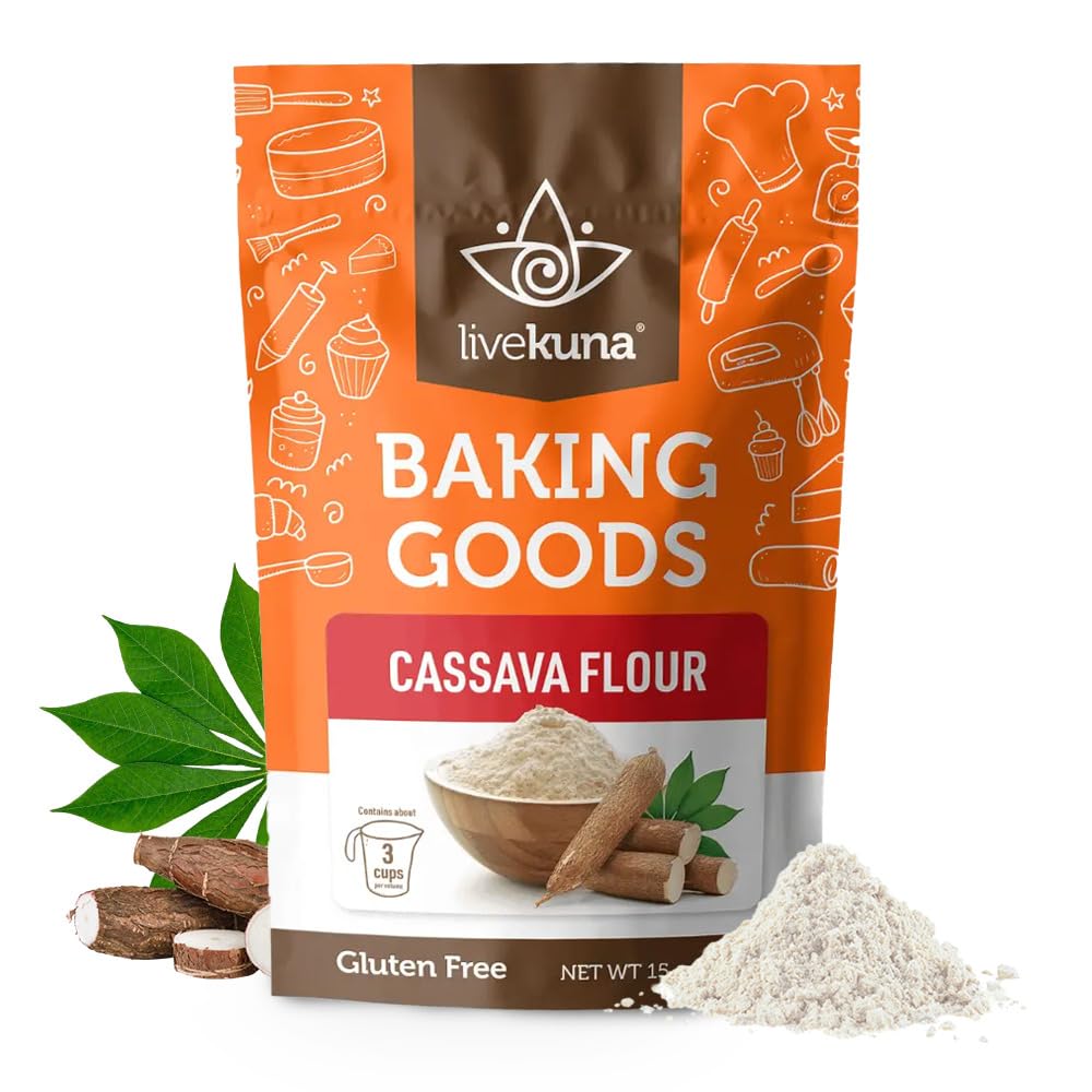 LiveKuna - Cassava Flour, Cassava Root Baking Flour, Gluten-free Flour, Alternative to All Purpose Flour, Spelt Flour, Great for Baking Vegan Bread