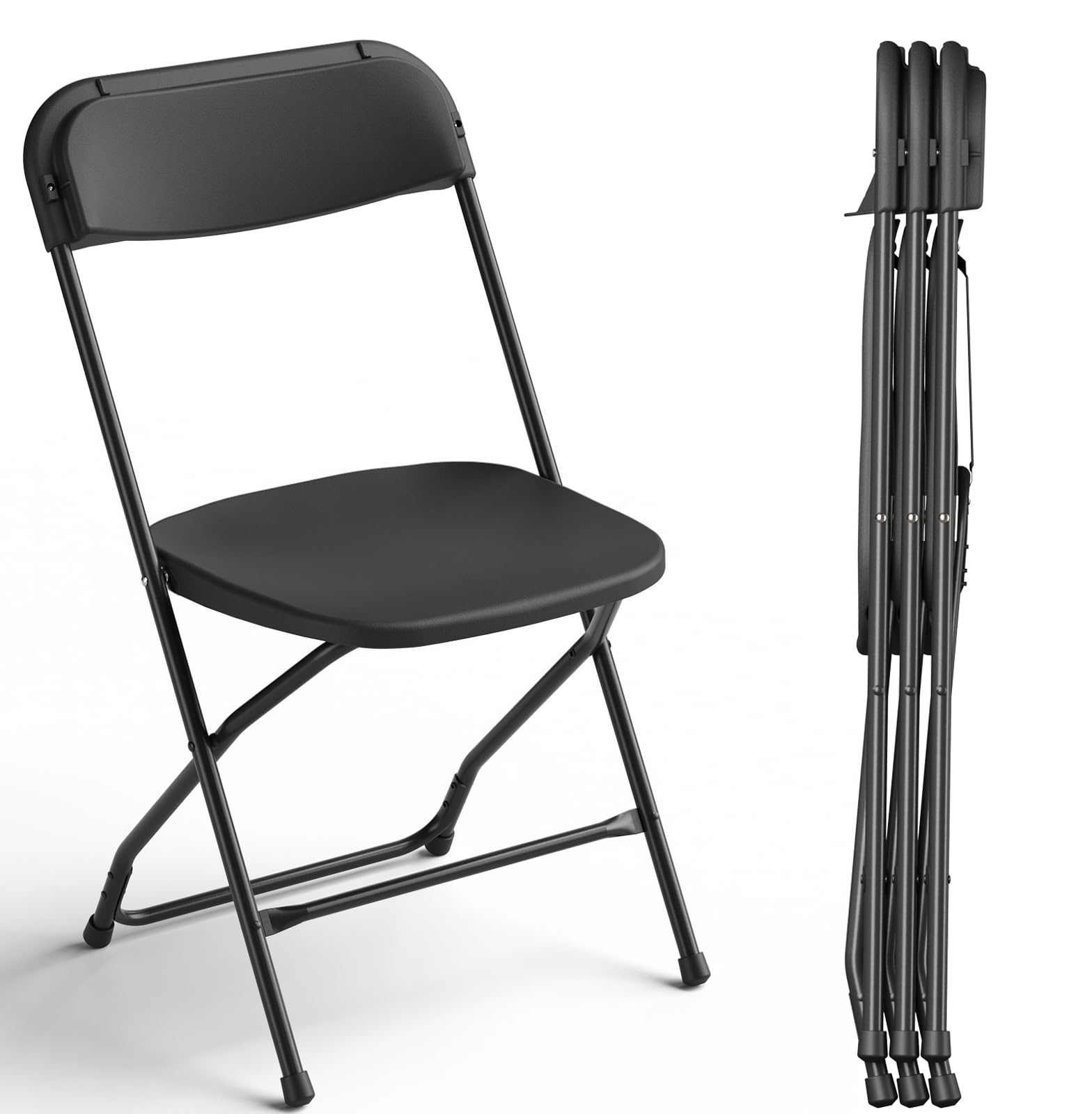 MAKE CHANGES Folding Chairs, 350 lbs Capacity Plastic Foldable Chairs with Heavy Duty Sturdy Metal Frame, Indoor Outdoor Portable Chairs for Home,