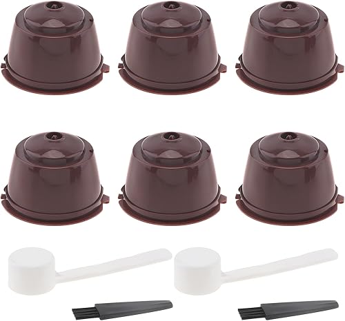 TQEONKL 6 cápsulas de café reutilizables para máquina Nescafe Dolce Gusto, kit de filtro de cápsulas de café recargables reutilizables con cepillo