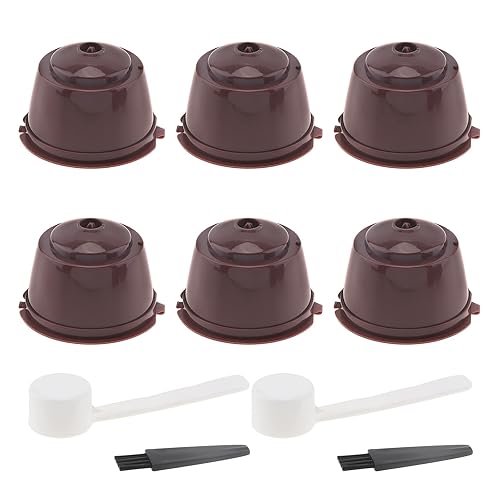 Cápsula de café reutilizable TQEONKL 6 piezas para máquina Nescafe Dolce Gusto, Kit de cápsulas de filtro de café recargable con brocha de limpieza y cuchara dosificadora