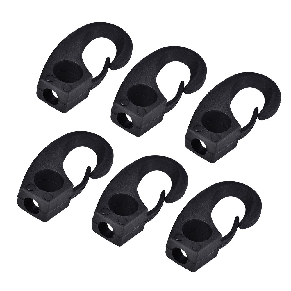 Dilwe 6 pz Kayak Ancoraggio,Multi Purpose Durevole Ad Alta Resistenza Clip Nylon Nero Gancio di Ancoraggio per Kayak Canoa Bungee