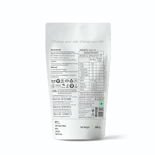 Miniatura 2 de LUNN Natural Fine Grain Desert Salt  17.63 Oz (500 Gm)  Rich in Mineral Pure Unrefined Salt  NON-GMO  Gluten Free  Vegan  Adds taste