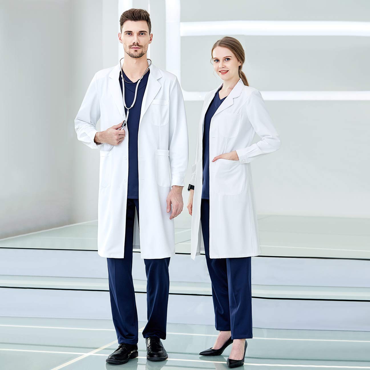 Yulang Lab Coat Chemistry Lab Palto Doktor Mont Beyaz Erkek Kadın İş Ceketi Uzun Kollu Pamuk İş Kıyafeti Önlük Beyaz