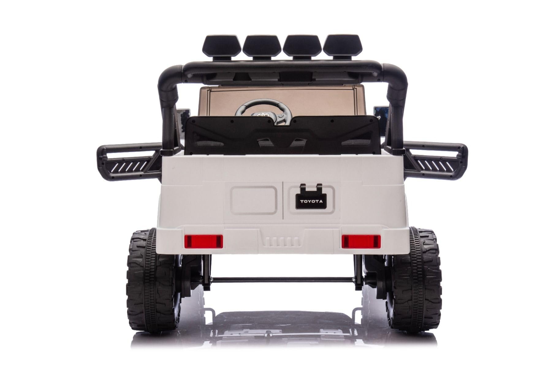 Samochód elektryczny dla dzieci Toyota FJ Cruiser XXL z napędem 4x4, oficjalna licencja (dwuosobowa), Bianca, przenośna bateria litowa, wysokie podwozie, dwa siedzenia, tylne zawieszenie