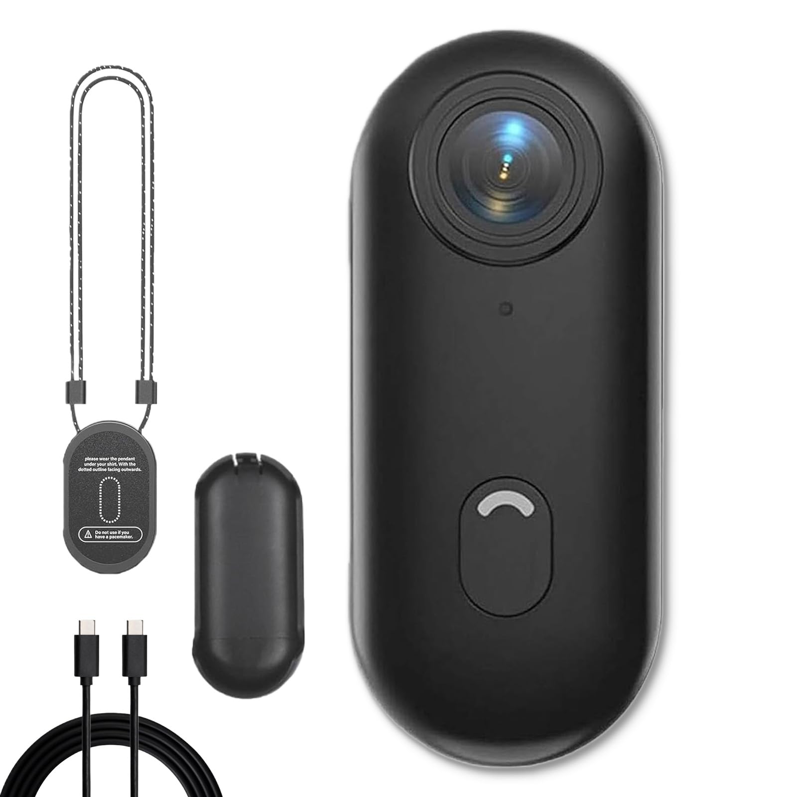 Gosnap, Go Snap Camera, Wearable Mini GoSnap Body Cam, HD 1080p/4k, Wearable Necklace with 360° RotationSpring Clip, for Cycling, Travel, Pets (1080P,Black) 1080P Black