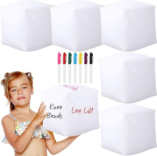 Miniatura 1 de Silipull 6 dados inflables gigantes gigantes de 11.8 pulgadas, dados inflables gigantes de PVC, juguete de dados reutilizables con 7 marcadores