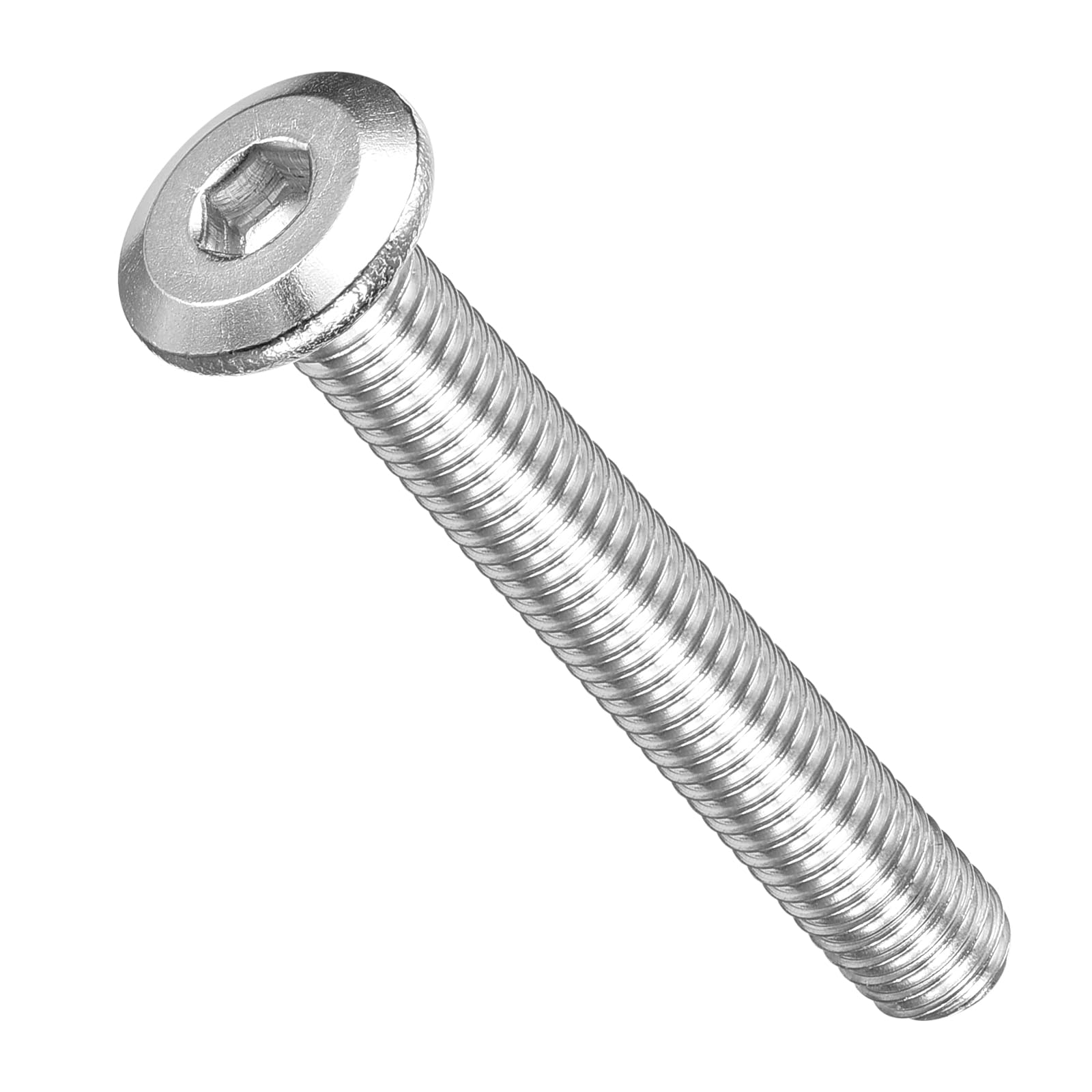 METALLIXITY Flat Head Hex Socket Cap Screws Bolts(M5-0.8x35) 30Pcs, 304 Stainless Steel Hex Socket Furniture Bolts Screws