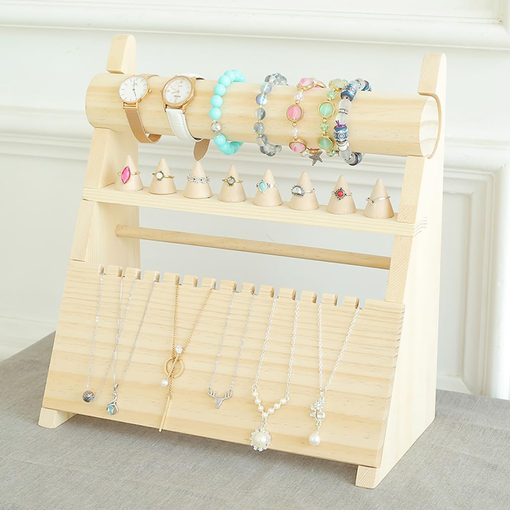 Espositore per Gioielli in Legno, espositore per Gioielli, espositore con Ganci, per Orecchini, collane, bracciali, Orologi e Anelli, espositore per Orecchini, espositore per Gioielli (