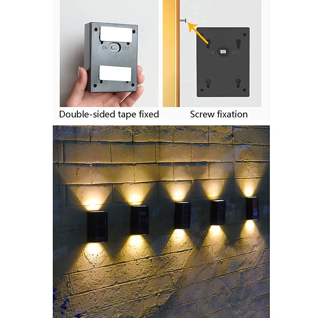 Lámparas Solares Aplique De Pared LED IP65 Lámpara De Pared Impermeable Luz Cálida Luz Blanca Iluminación De Pared Focos De Exterior Lámparas De Pared Para Jardín Garaje (2 warm lights)