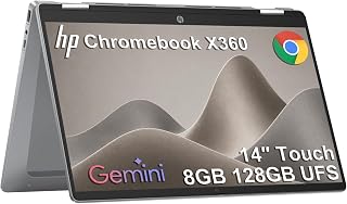 HP Chromebook x360 14b 2 in 1 Touchscreen Laptop (14" FHD IPS, Intel Core i3-N305, 8GB DDR5 RAM, 128GB UFS Storage) Students, Home,1080p Webcam, Backlit, Fast Charge, Light Weight, Wi-Fi, Chrome OS