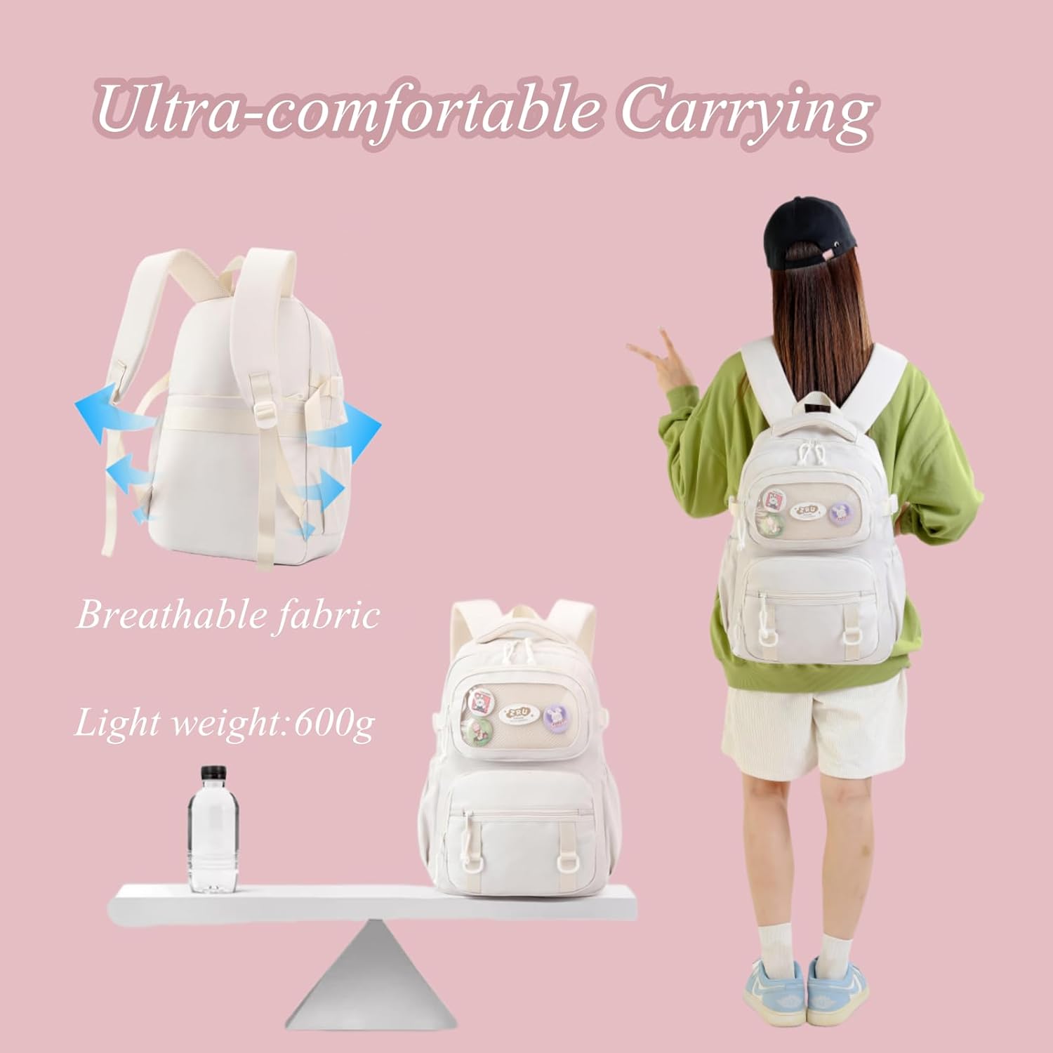 Rolling Backpacks for Girls Plain School Backpack Cute Girls Backpack with Wheels - Image 7