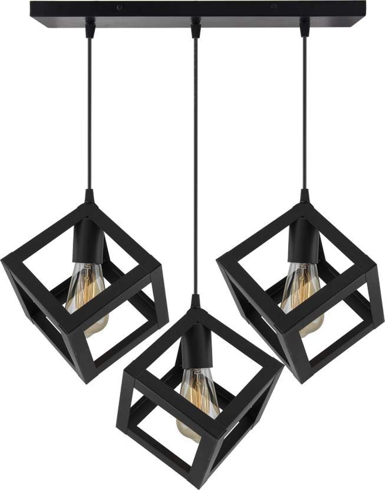 BrightLyt Urban Retro, Nordic Style Linear Cluster Chandelier Cube Hanging Pendant for Rooms, Kitchen & Tables ( Black ,Metal)