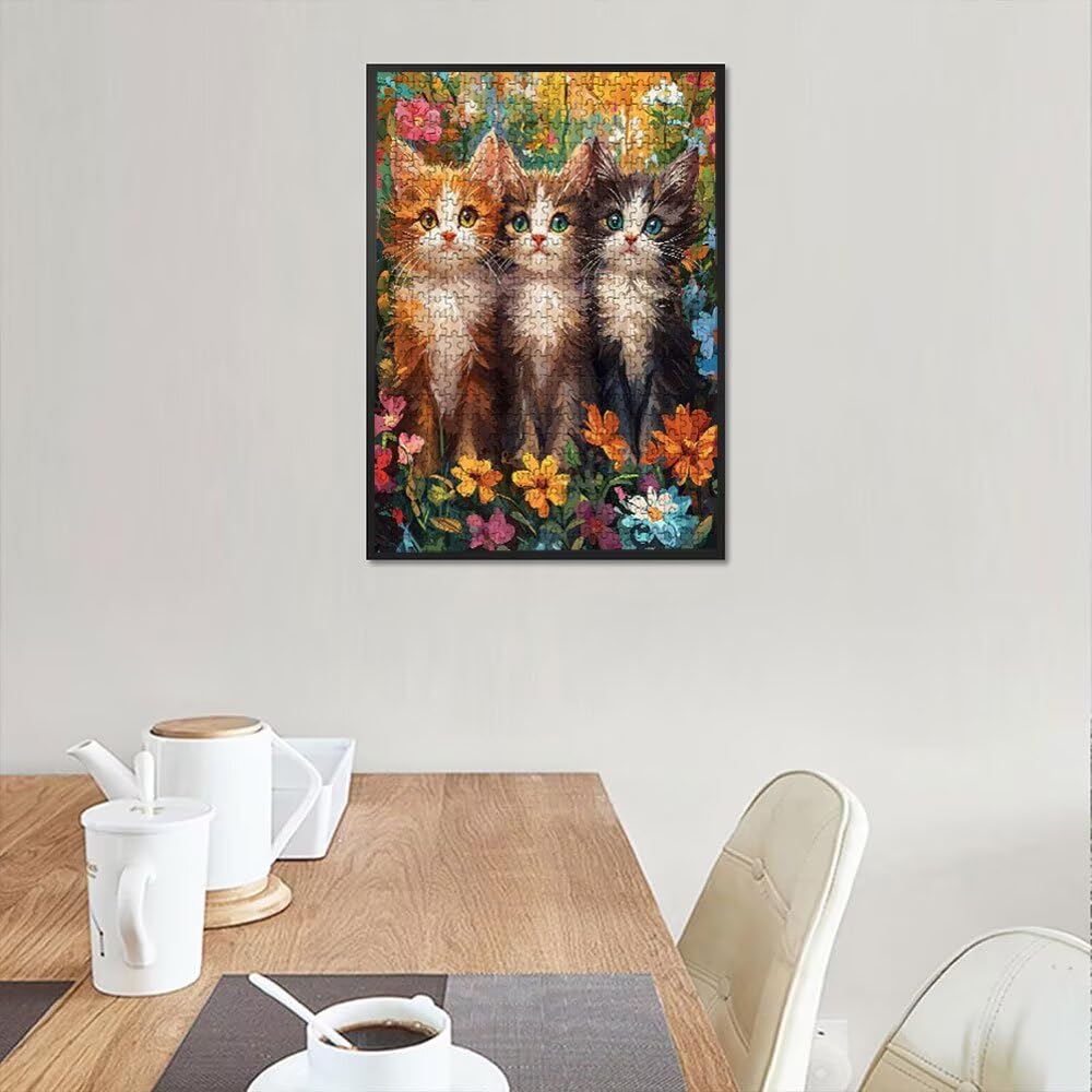 Blumenbunt Katze Puzzle 2000 Teile, Klassische Puzzles, Geschicklichkeitsspiel Puzzle für Erwachsene, Puzzlespiele für Die Ganze Familie, Mit Schöner Verpackung, Dekoration Puzzles DX0YL3-394