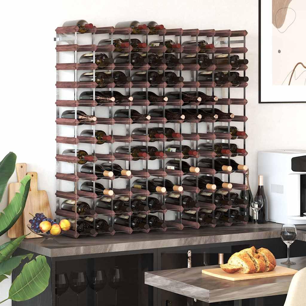 Estante para 120 Botellas de Vino, Marrón, Madera de Pino Maciza, 12