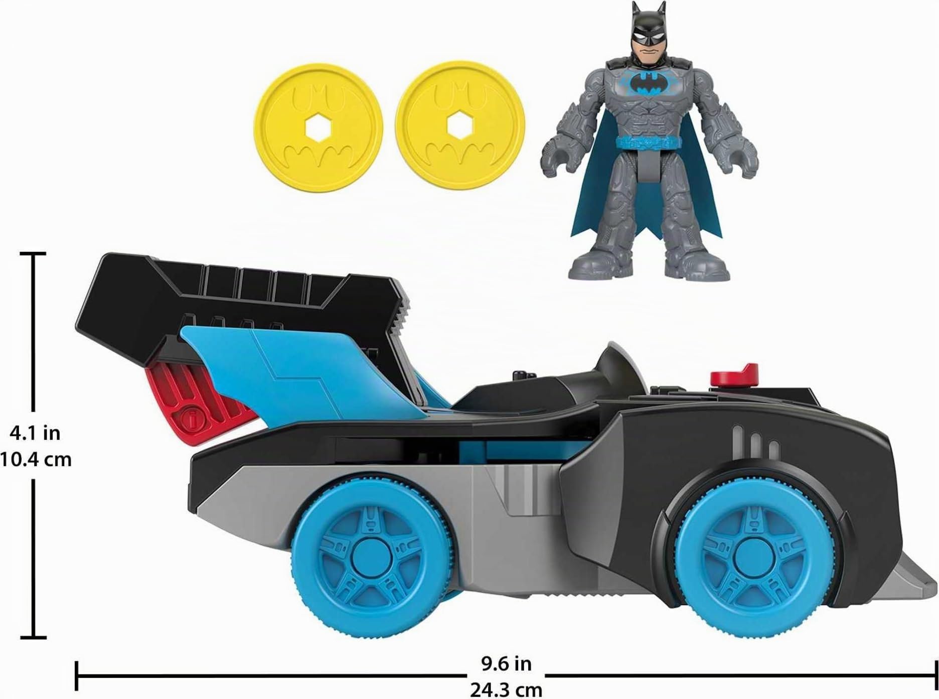 Fisher-Price - Imaginext DC Batmóvil Transformable con Batman Coche de Juguete Lanza Proyectiles con Figura , GWT24