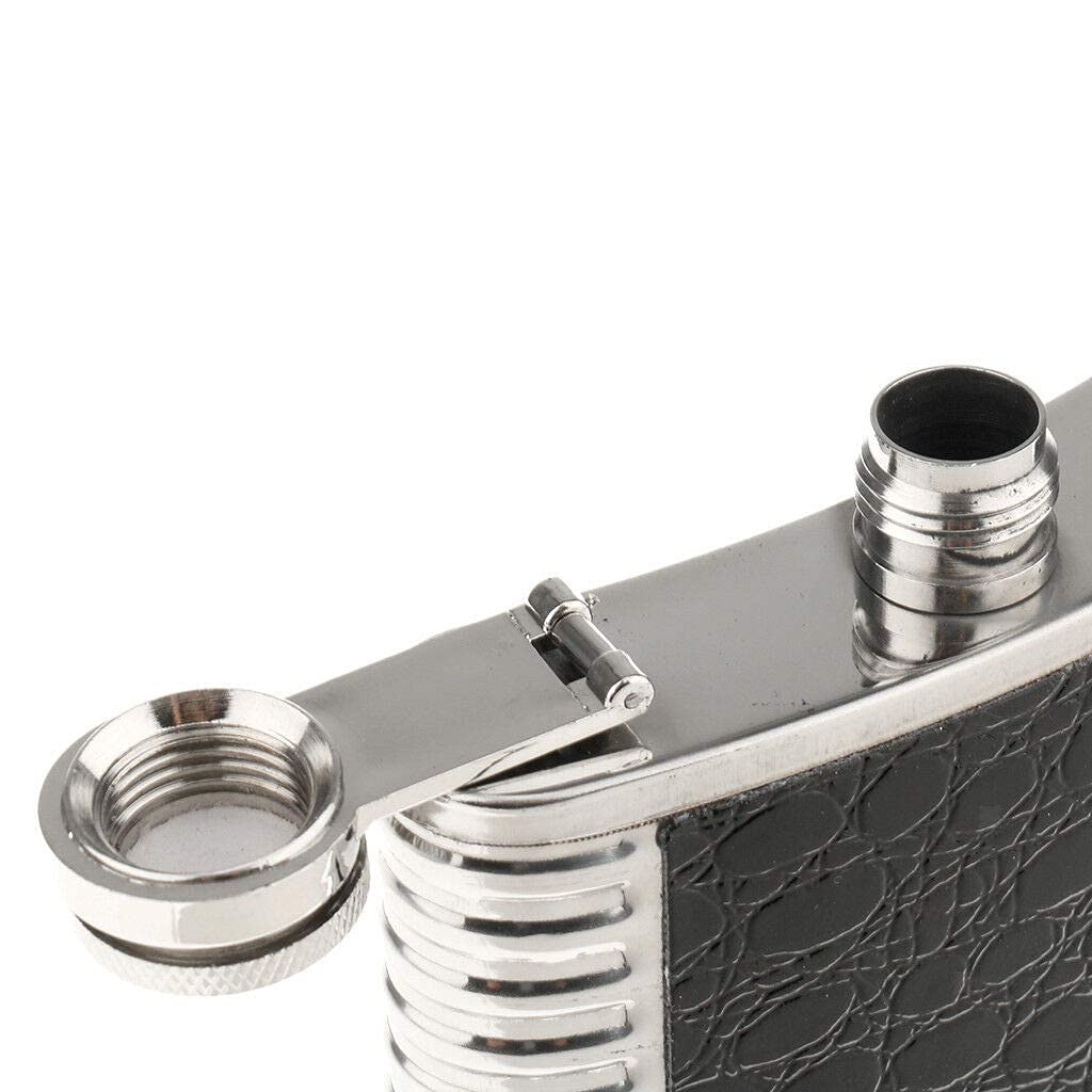 Stainless Steel Hip Flask I Engraved Design Wine Whiskey Liquor Flask I Unisex Alcoholic Drinks Holder Pocket Bottle (236 ml) (Hip Flask Black & Silver+Funnle) — Amazon image 4