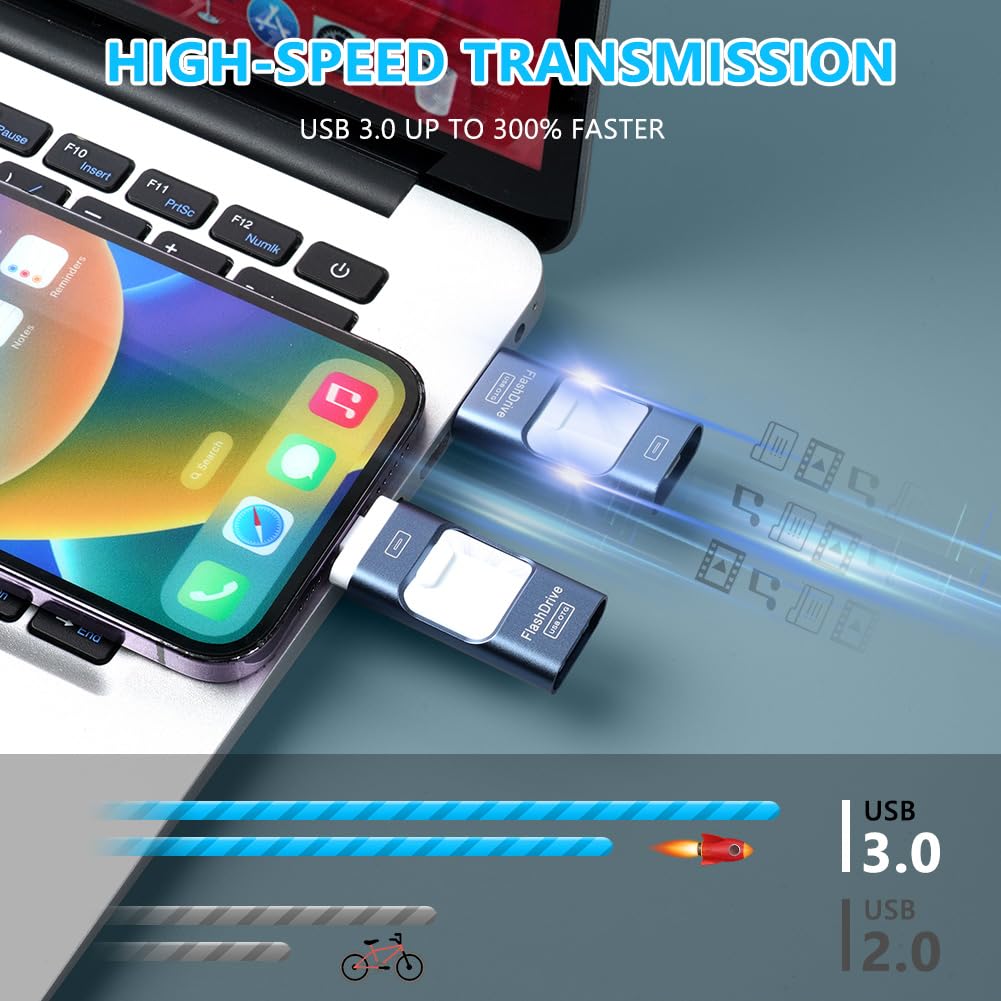 AXFEE Pamięć USB do telefonu, 4 w 1 USB 3.0 Flash Drive, 128 GB pamięć flash, zewnętrzna rozbudowa pamięci Fotostick, Memory Stick Flash Drive do telefonów z systemem Android, PC, Pad, kopiowanie