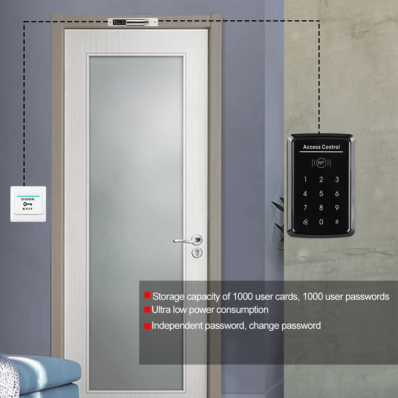 Système de contrôle d'accès Pas de Lecteur de Carte 125KHz, contrôle de Serrure de Porte à Clavier en T, Serrure électrique de 180KG avec Absorption Building Home rity