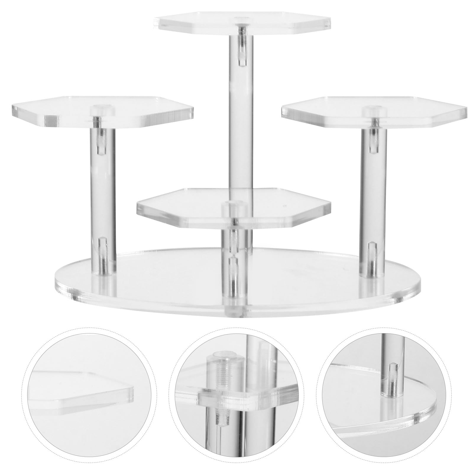 Expositor de Figuras y Porta Joyas de Acrílico Transparente Diseño Escalonado de 4 Niveles para Display y Almacenamiento Hogar